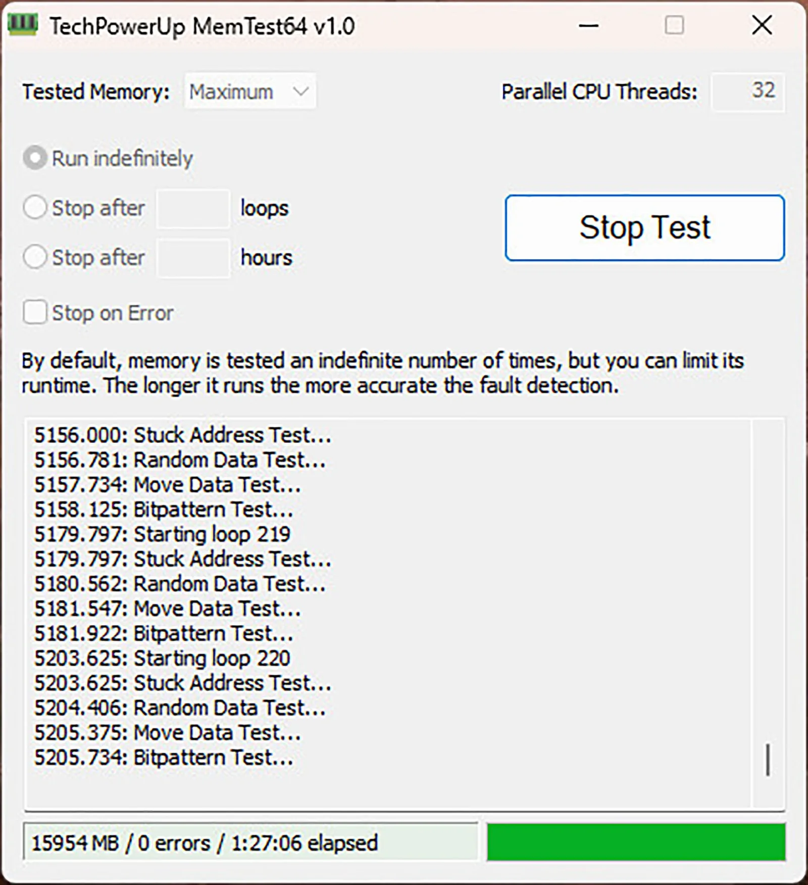 اختبار برنامج MemTest 64 لـ تردد 6800MT/s