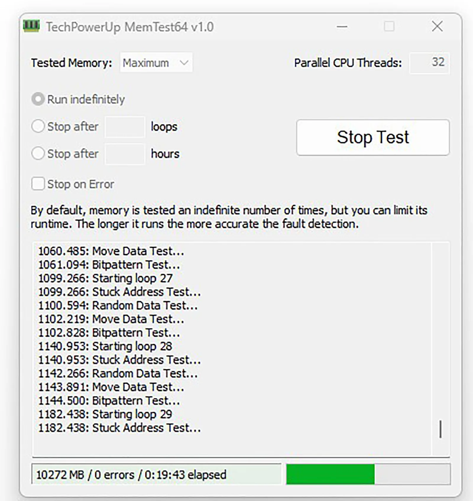 برنامج MemTest 64 لـ تردد 4800MT/s