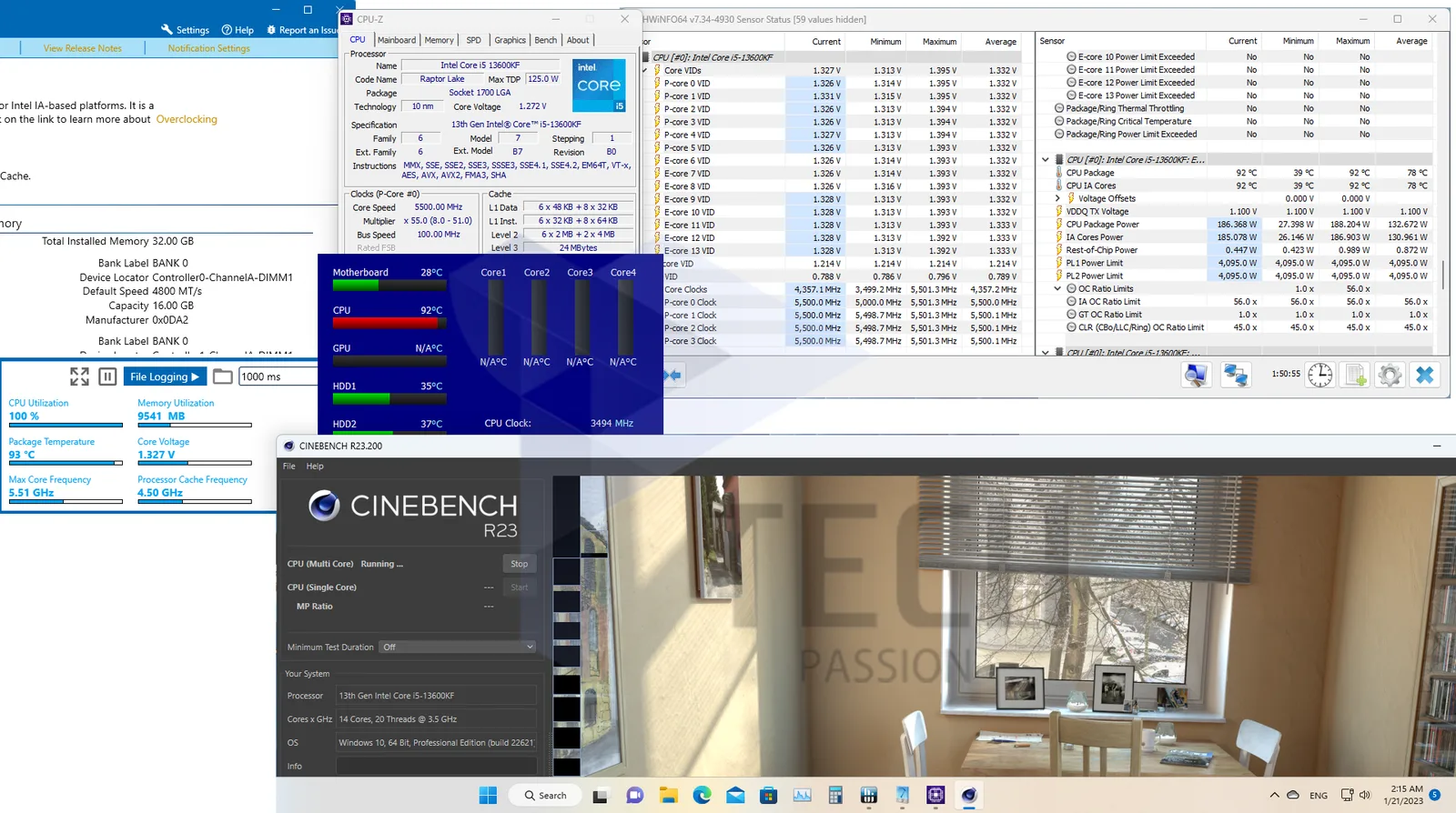 نتيجة اختبار برنامج CINEBENCH R23 في حالة تعدد الأنوية لمبرد Noctua NH-D15s Chromax Black