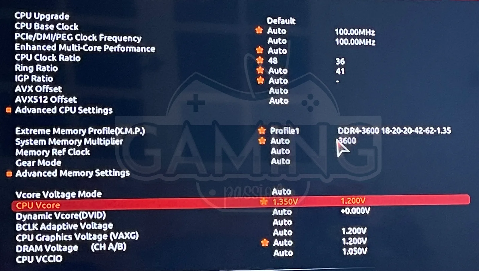 التردد : 4.8GHz الفولت : 1.350V