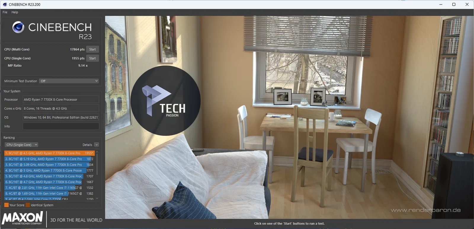 النتيجة الكلية لبرنامج CINEBENCH R23