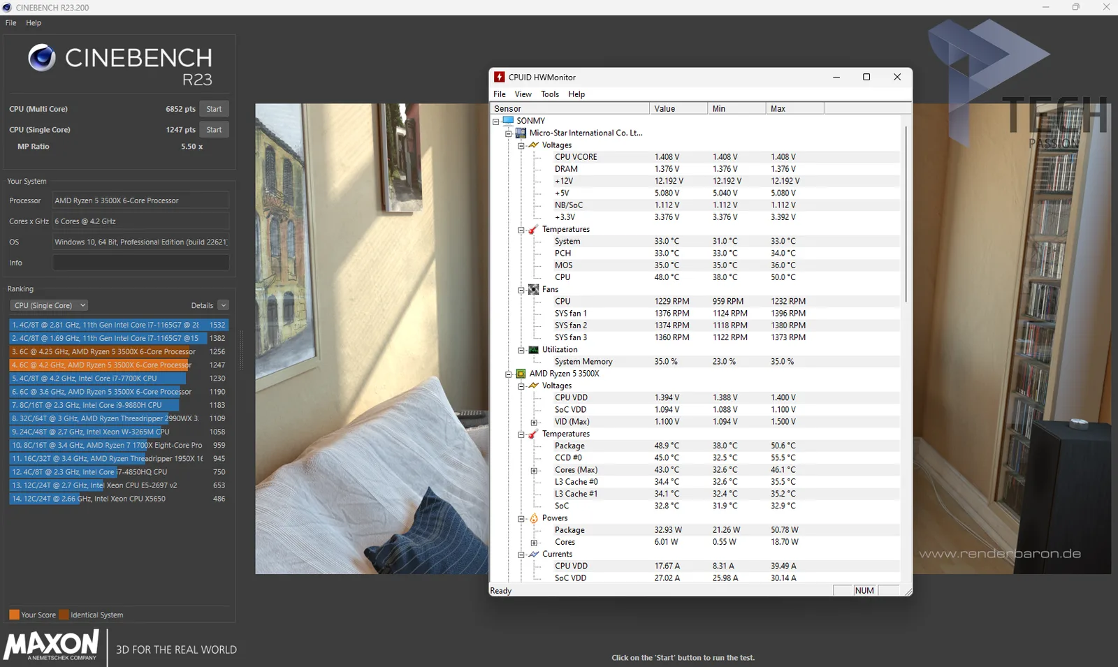 أداء المبرد في اختبار Cinebench R23 للنواة الواحدة