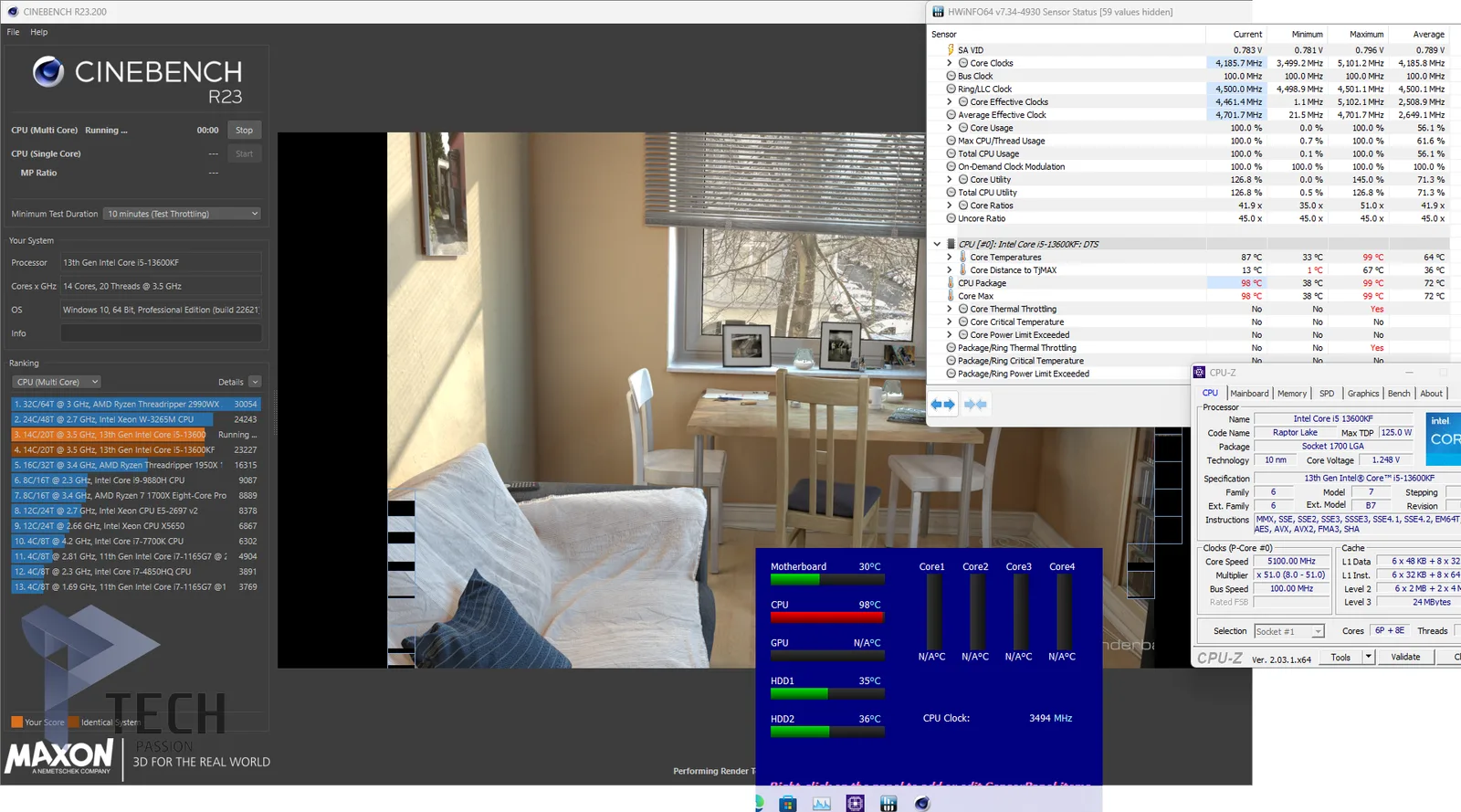 الأختبار تم بواسطة برنامج CINEBENCH R23
