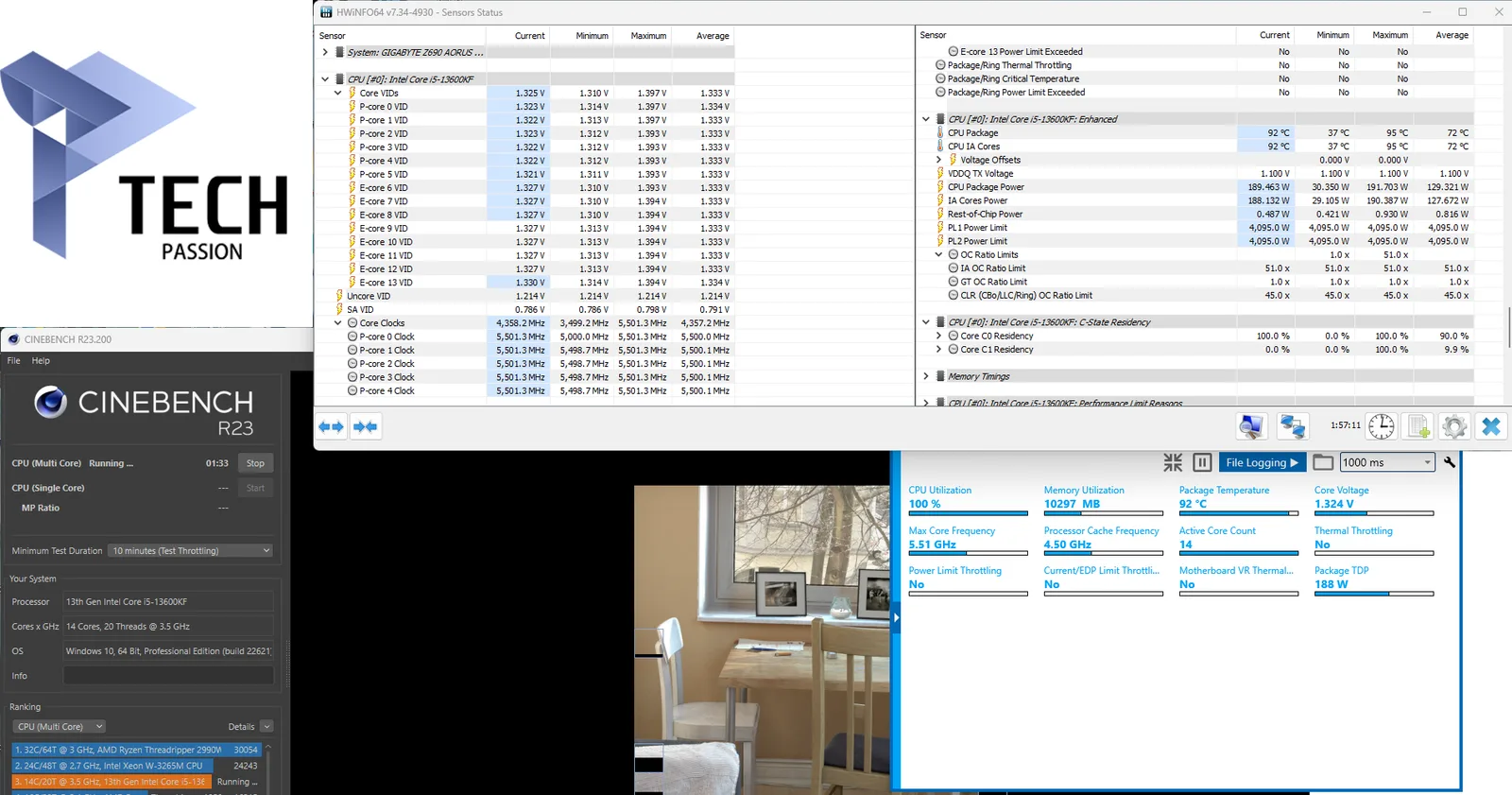 نتيجة اختبار برنامج cinebench (2) في حالة تعدد الأنوية