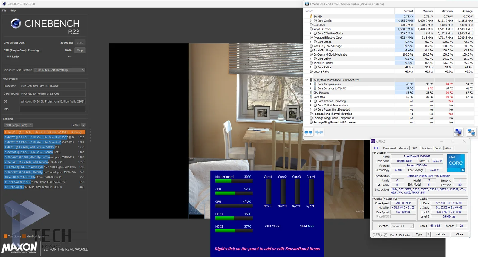 الأختبار تم بواسطة برنامج CINEBENCH R23