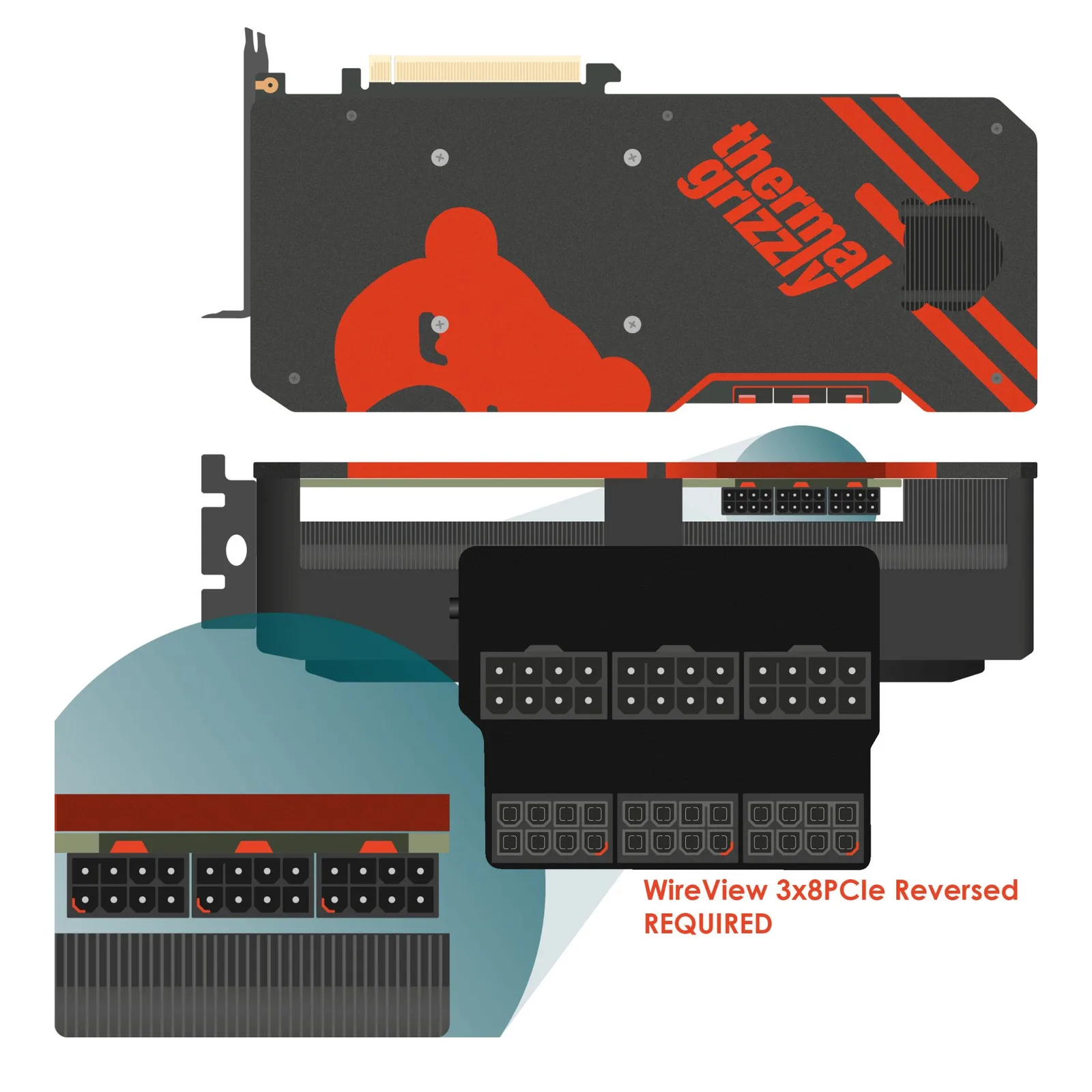 كيفية تركيب WireView GPU 3×8 PIN reversed.