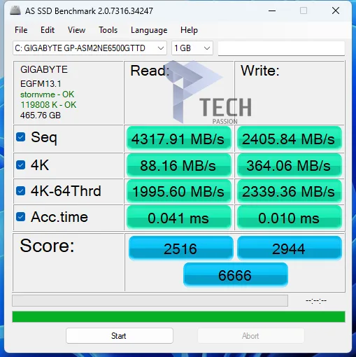 الجزء الاول من نتائج برنامج As SSD Benchmark