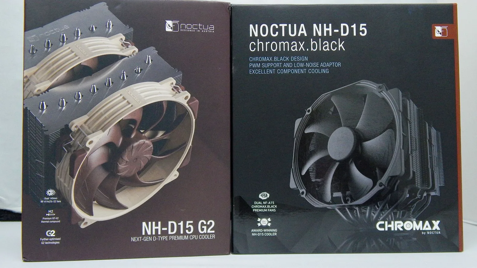 مقارنة بين D15 Chromax Black و D15 G2 من حيث الصناديق الأساسية.