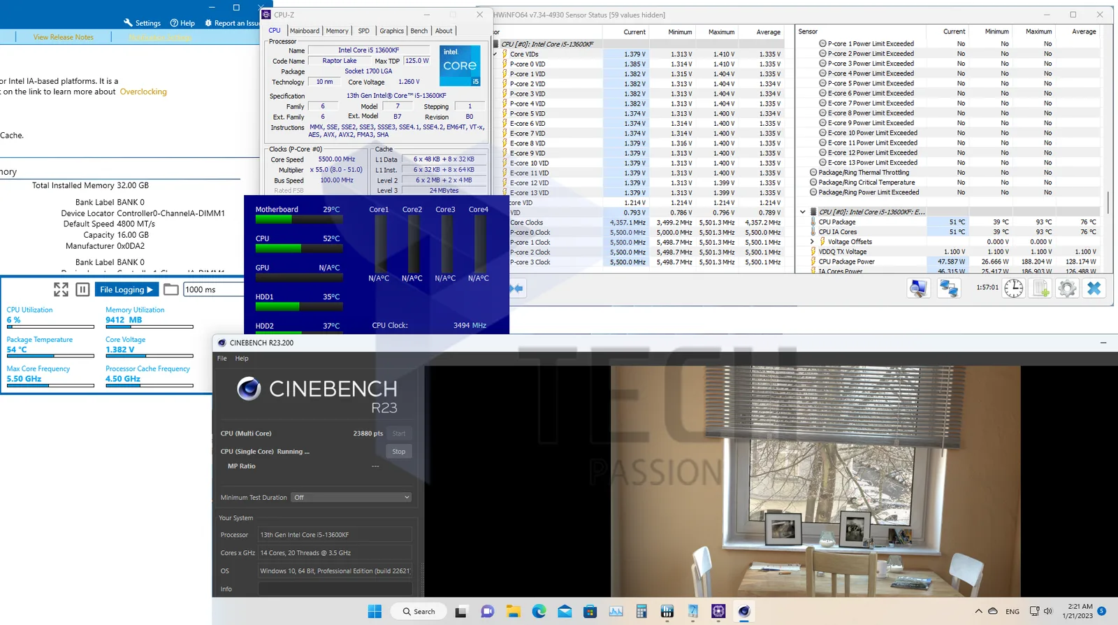 اختبار CINEBENCH R23 لمرد Noctua NH-D15s مع تردد 5.5GHz